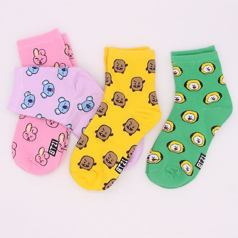 Kawaii BT21 Cartoon Socks Cute - Tippet Line 리뷰 및 가격