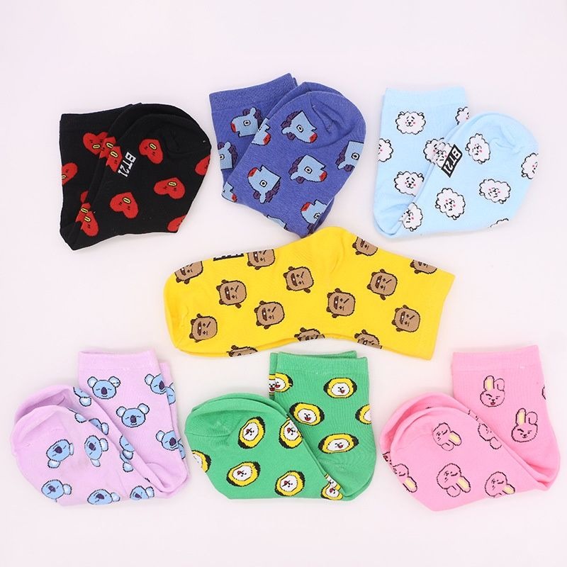 Kawaii BT21 Cartoon Socks Cute - Tippet Line 리뷰 및 가격