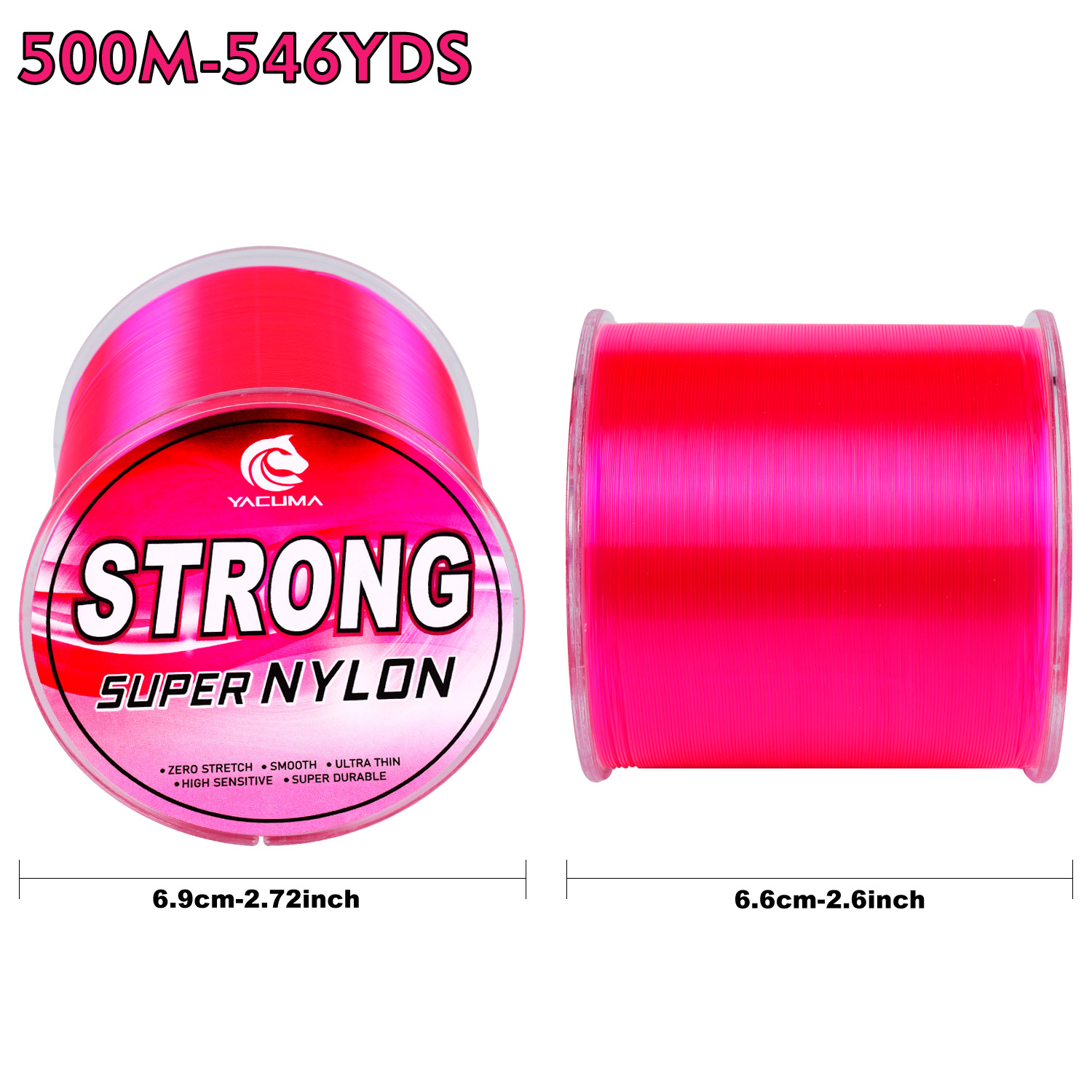 YACUMA 500M-546YDS Strong Pink - Monofilament Line 리뷰 및 가격