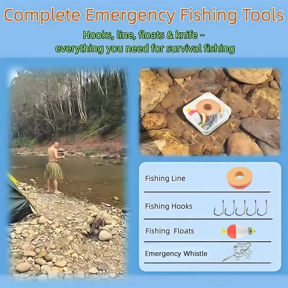 Portable Emergency Fishing Gea - Fishing Line Box 리뷰 및 가격
